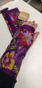 Cotton and Felted Wool Wrist Warmers