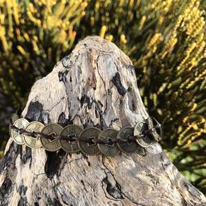 Brass Silver Played Bangles: Flat Disk Bracelet