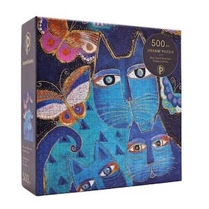 Jigsaws: Blue Cats & Butterflies 500-Piece Puzzle by Laurel Burch