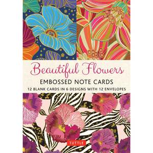 Stationery: Beautiful Flowers - 12 Embossed Notecards with Envelopes