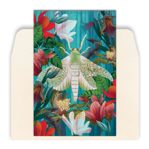 White Moth & Orchid Standard Greeting Card by Flox