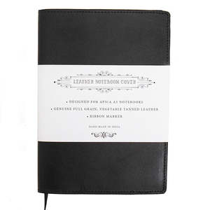 Notebooks Journals Notepads: Hello Sunday A5 Black Leather Notebook Cover with Notebook