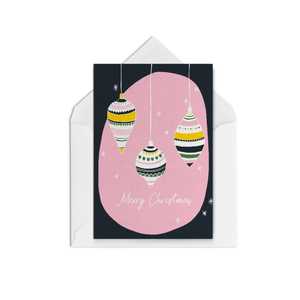 Christmas Cards Blank Inside: Christmas Baubles Pink