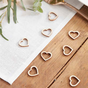 Party Decorations: Wooden Heart Confetti