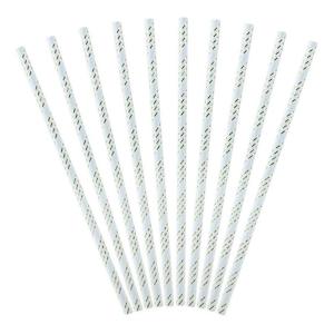 Straws: Light Blue & Gold Straws 10pk