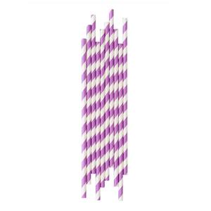 Straws: Purple Striped Paper Straws 20pk