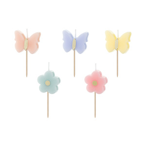 Candles: Butterfly and Flower Candles 5pk
