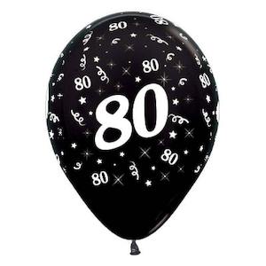 Printed Balloons: Black 80th Birthday Balloons