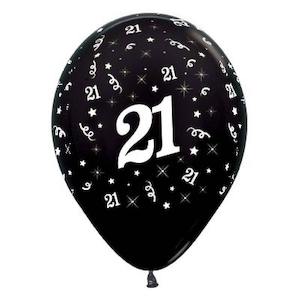 Printed Balloons: Black 21st Birthday Balloons