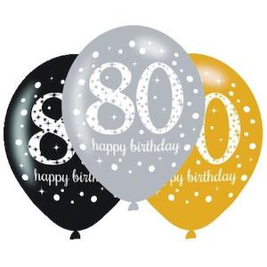 Printed Balloons: Sparkling 80th Birthday Balloons 6pk