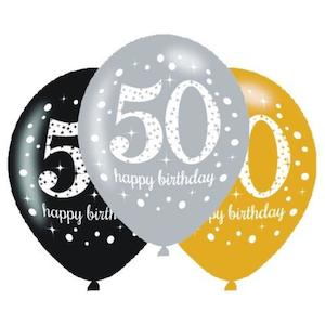 Printed Balloons: Sparkling 50th Birthday Balloons 6pk