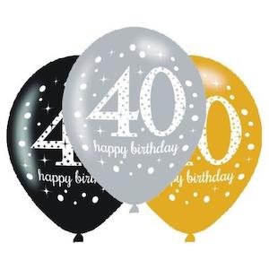 Printed Balloons: Sparkling 40th Birthday Balloons 6pk