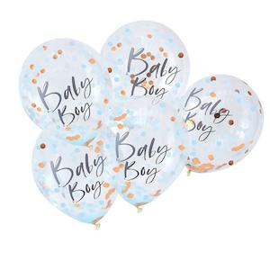 Confetti Balloons: Blue Baby Boy Baby Shower Confetti Balloons 5pk