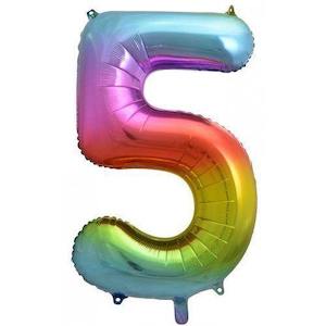 Rainbow Giant Foil Number Balloon - 5