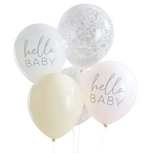 Baby Shower: Floral Baby Hello Baby Shower Balloon Bundle 5pk