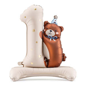 Standing Teddy Bear Number 1 Foil Balloon