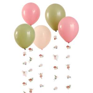 Printed Balloons: Fairy Garden Balloons with Floral Tails 5pk