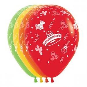 Printed Balloons: Mexican Fiesta Balloons 12pk