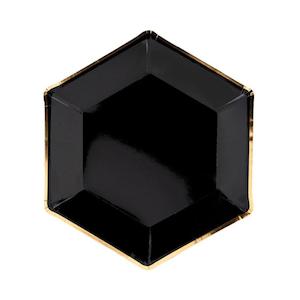 Black Hexagonal Plates 6pk