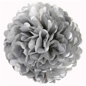 Silver: Silver Pom Pom Puff Ball