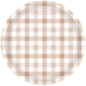 White Sand Gingham Plates 8pk