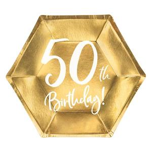 Plates: Gold 50th Birthday Plates 6pk