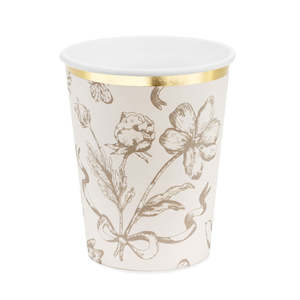 Cups: Beige Flower Cups 6pk