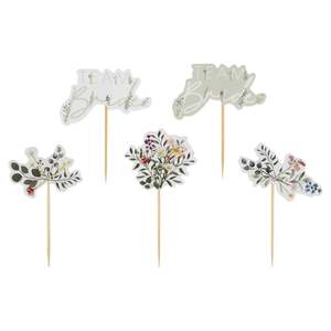 Cupcake Decorations: Floral Team Bride Hen Party Cupcake Toppers 12pk