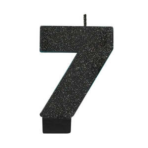 Glitter Black Candle - Number 7