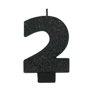 Glitter Black Candle - Number 2