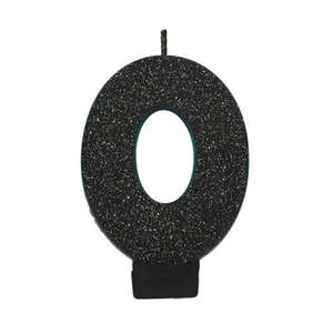 Glitter Black Candle - Number 0