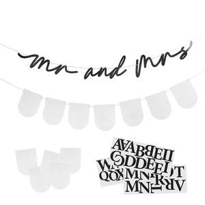 Garlands: Monochrome Mr & Mrs Customisable Wedding Banner