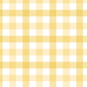 Party Supplies: Pastel Yellow Gingham Napkins 16pk