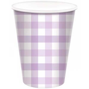 Pastel Purple Gingham Cups 8pk