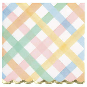 Party Supplies: Pastel Plaid Scalloped Napkins 16pk