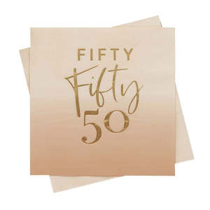 Napkins: Gold Foiled Fifty Napkins 16pk
