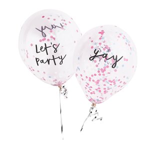 Pink: Let's Party & Yay Confetti Balloons 5pk