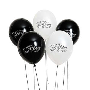 Monochrome Happy Birthday Balloons 5pk