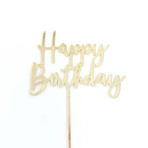 Gold Happy Birthday Acrylic Cake Topper
