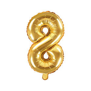Gold: Gold Mini Foil Number Balloon - 8