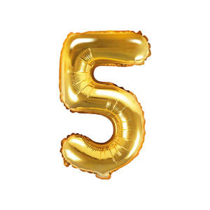 Gold Mini Foil Number Balloon - 5