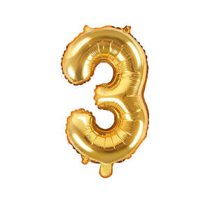 Gold: Gold Mini Foil Number Balloon - 3