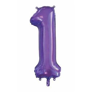 1st Birthday Decorations: Dark Purple Giant Foil Number Balloon - 1