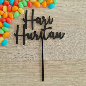 Black: Black Hari Huritau Acrylic Cake Topper