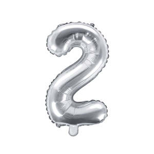 Silver Mini Foil Number Balloon - 2