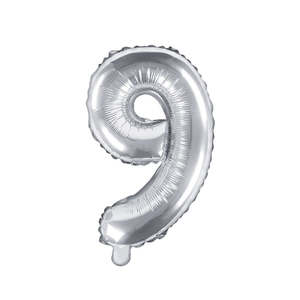 Silver Mini Foil Number Balloon - 9