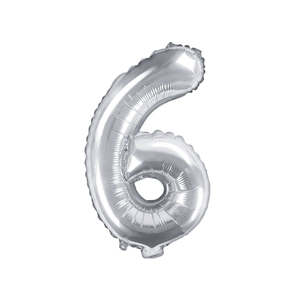 Silver Mini Foil Number Balloon - 6