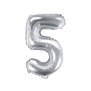Silver Mini Foil Number Balloon - 5