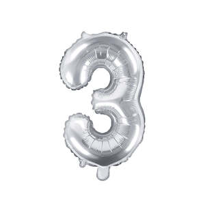 Silver Mini Foil Number Balloon - 3