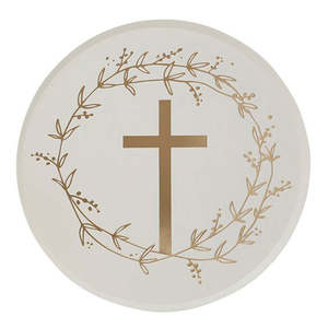 Christening & Communion Gold Cross Plates 8pk